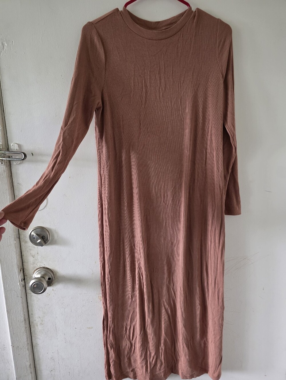Motherhood Long Sleeve Midi Dress in Rosewood